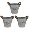 Relaxdays Set di vasi Relaxdays, 3 vasi Giardino Verde, H x D: 12,5 x 14 cm, Vaso per Erbe aromatiche, Metallo e Juta, Argento