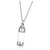 PiercingJak Collana Urna Funeraria Ciondolo Pallina Flacone Trasparente Acrilico Personalizzato Urna Ceneri Bottiglia Recipiente Apri Contenitore Commemorativo Souvenir Gioielli con Catena(Argento)