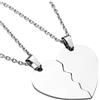 PiercingJak 2 Pezzi in Acciaio Inox 32mm Due Metà Cuore Ciondolo Collana Collane dell'Amicizia Ciondolo per Partner con Catena da 61 cm per Uomo Donna, Argento, 32 x 20 mm / 32 x 36 mm / 61 cm