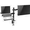 Ewent Supporto Monitor Braccio con Vassoio per Laptop per Schermo LED LCD da 13 a 32 Pollici, Inclinazione Rotazione Supporto Ergonomico da Tavolo con Morsetto, Dimensioni VESA: 75x75-100x100 mm