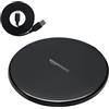 Amazon Basics Tappetino di ricarica wireless certificato Qi da 15 W (iPhone 16/ 15/14/13/12/11/X, Samsung) - Con cavo USB (adattatore CA non incluso) - nero