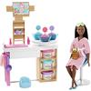 Barbie- Playset Maschere per Il Viso al Centro Benessere con Bambola Castana, Cagnolino e Accessori, Giocattolo per Bambini 3+Anni, GJR85