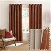 furn. Verso Coppia Di Tende Oscuranti Con Occhielli - Tende In Pelle Scamosciata Reversibili Con Anello Superiore Che Bloccano La Luce (Cannella - 168x137cm)