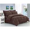 Elegant Comfort® Wrinkle Resistant - Silky Soft Dobby Stripe Bed-in-a-Bag 8-Piece Comforter Set - -Hypoallergenic - Full/Queen, Chocolate