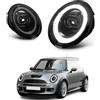 CKCD LED Fanali anteriori compatibili con Mini Hatchback Convertible R50 R52 R53 2001-2007,Fari con DRL blu respirante e freccia sequenziale, Nera