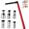 Ksywydu Chiave Rubinetto Lavello, Chiave per Rubinetto Sottolavello, Chiave per Dadi Rubinetti con Testa Girevole 180°, 8-14 mm, Set Completo con 6 Adattatori Intercambiabili per Professionisti e Fai da Te