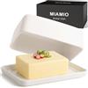 MIAMIO - Beurrier con Coperchio (620 ml) Campana per Burro in - (Bianco) | Beurrier con Coperchio (620 ml) Campana per Burro in Ceramica/ Grande Contenitore per Burro, Beurrier con Coperchio per