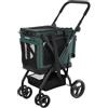 Carlett Carrello per Animali 3-in-1, Ruote Girevoli a 360°, Resistente all'Acqua, Trasportino Compatibile con Sedile Auto, Copertura Antipioggia e Cinghia di Sicurezza, Cube P, Colore Verde