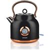 Haeger EK-22B.024A - Bollitore elettrico Art Deco Black con 2200 W di potenza, capacità di 1,7 l, sistema senza cavi per maggiore comfort, base girevole a 360°