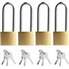 PanBeiQi 4 lucchetti con arco lungo, 32 mm, resistenti alle intemperie, con chiave grande, lucchetti con stessa chiave, serratura di sicurezza per garage, giardino, armadietto, cantina