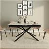 Parama Tavolo allungabile 160-240x90cm top in ceramica effetto marmo e gambe incrociate in acciaio nero | Kari