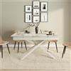 Parama Tavolo allungabile 160-240x90cm top in ceramica effetto marmo e gambe in acciaio bianco | Erik