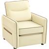 HOMCOM Poltrona da Salotto Moderna con Imbottitura Spessa, Tasca Laterale e Rivestimento in Finta Pelle, Beige | Aosom Italy