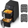 TopStrong Friggitrice ad Aria Doppio Cestello, 11 Litri Verticale Air Fryer 2 Cestelli, 40-220℃, 6 Funzioni & 8 Programmi Di Cottura Automatici, Dietetica, Compatta, 2500W, Fino a 8 Persone, Nero