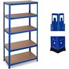Relaxdays Scaffale in Metallo, Capacità fino a 875 kg, 5 Ripiani ad Incastro da Cantina HLP 180x90x45cm Acciaio MDF, Blu