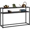 Relaxdays Tavolo Consolle, 2 Ripiani, in Metallo & Legno MDF, Salvaspazio, Mobile Stretto, HxLxP 70 x 110 x 30 cm, nero