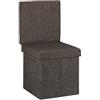Relaxdays Sgabello Pieghevole con Schienale, Coperchio, Contenitore, Poggiapiedi, in Lino, HLP: 73x38x38 cm ca., Marrone