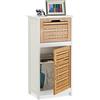 Relaxdays 10022216 Mobiletto Basso per Bagno e Soggiorno, in Bambù, con Cassetti, HxLxP: 83 x 40 x 30 cm, Bianco