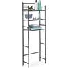 Relaxdays Mobile per Lavatrice in Metallo, 3 Scaffali Bagno, Lavanderia, Sopra WC e Asciugatrice, HLP 165x58x25 cm, Nero