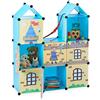 Relaxdays Scaffale Componibile per la Cameretta, Castello, in Plastica, Armadietto con Ante, HLP 128x110x37 cm, Colorato