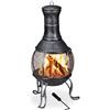 Relaxdays Forno Azteco, Attizzatoio, Graticola per la Legna, Griglia Parascintille, Giardino, Antico, Alto 89 cm, Grigio
