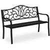 Relaxdays Panca da Giardino per 2 Persone, Stile Antico, Balcone, Acciaio e Ghisa, HLP 90x127,5x63 cm, Nero