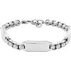 Fossil Bracciale da uomo in acciaio inossidabile con chiusura a moschettone, tonalità argento, Argento metallizzato