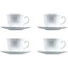 Luminarc Trianon Set Tazze Latte con Piattino, Vetro, Bianco, 4 Pezzi