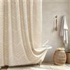 Siiluminisoy Tenda da doccia in tessuto bohémien, tenda da doccia in tessuto beige, 183 x 183 cm, a zigzag trapuntato, a righe, moderna, minimalista