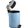 MSV - Cestino per cosmetici da bagno - Acciaio inossidabile con secchio interno rimovibile - Elegante cestino a pedale - Compatto e pratico - Blu pastello - 3L