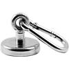 Magnetastico® | 1 magnete con occhiello al neodimio N35 con moschettone Ø 42 mm | forza di tenuta 68 kg | magnete extra forte al neodimio con occhiello o vite ad anello zincato