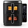 GOURMETmaxx FryUp, friggitrice ad aria calda a doppia camera verticale, XXL, con finestra di visualizzazione e display touch pieghevole, friggitrice ad aria calda, 2 camere, volume 10 l, friggitrice