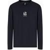 Armani Exchange T-Shirt a Maniche Lunghe da Uomo con Logo Ricamato, Nero, M