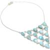 Fatto a mano Collana con pietre preziose a forma di pera Larimar caraibica fatta a mano re...