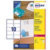 Avery Italia L4612-25 Etichette adesive in carta bianca coprente, 25 fogli A4, rettangolari 99,1x57mm, 10 etichette per foglio, adesivo permanente, stampanti laser e inkjet