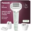 Panasonic ES-EY70-G503 Epilatore Bagnato e Asciutto, Doppio Disco con 60 Pinzette, Testina Flessibile Pivotante a 90°, 3 Impostazioni di Velocità e Luce LED, 30 Minuti di Funzionamento, Cordless