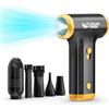 Smiling Shark Soffiatore ad Aria Compressa, JF-01 Vitesse Variabile 130000RPM Elettrico Rimuovi Polvere Senza Fili con Luce LED - Air Duster per Kit Pulizia PC/Tastiera/Auto/Divano/Camping, PRO Nero