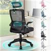 ALFORDSON Sedia da Ufficio Scrivania Ergonomica, Con Braccioli Pieghevoli, Sedile Imbottito e Schienale in Rete Traspirante, Girevole con Ruote, Funzione Oscillante, Portata 180 kg(Nera)