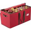 Wintem - Contenitore Porta Palline di Natale in TNT e Cartone Rigido 65x32x32 cm con 64 Scomparti Modulari e Manici Rinforzati, Chiusura Zip Resistente per Conservare 128 Decorazioni Natalizie