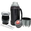 NERTHUS FIH 1596 - Kit opaco con bicchiere a doppia parete in acciaio inox da 250 ml + due lampadine pipe per opaco con spazzola detergente + Thermos acciaio inox 1300 ml