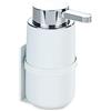 WENKO Woya - Dispenser di sapone da parete ricaricabile, in ceramica, per fino a 250 ml, sapone liquido, detersivo per piatti o disinfettante, fissaggio Turbo-Loc senza foratura, 6,8 x 13 cm, colore: