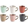 H&H Set 6 Tazze Caffè Dots 100 cc - Stoneware Colorato con Dettagli Effetto Bronzo, Lavabili in Lavastoviglie e Microonde