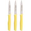 Arcos | Set 3 Coltelli Spelucchino | Coltelli Coltello Sbucciare | Coltelli per pelare patate | Acciaio Inossidabile NITRUM | Lama di 100 mm | Imballaggio ecologico | Colore giallo