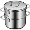 WMF Mini piroscafo con coperchio in metallo, piccolo, 16 cm, 1,5 l, Cromargan acciaio inox lucido, induzione, impilabile, ideale per piccole porzioni o famiglie singole