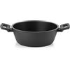 Guzzini - Casseruola in alluminio con doppi manici, antiaderente, 24 cm, Nero COOK&PLUS