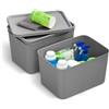 Iris Ohyama, Scatole per Scaffali con Coperchio, 22L, Set da 3, Grigio, SNL-MD