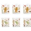 Excelsa Wonderful Ginger Set 6 Bicchieri Acqua, Vetro Decorato Natalizio, Pupazzo di Neve e Biscotto Zenzero, 250ml, 7,5x8,5cm