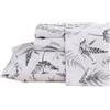 JSD Boho Floral Sheet Set Queen Size, 4 Piece Grey Herbs Ferns Printed Microfiber Bed Sheets Deep Pocket