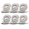 B.K.Licht - Set di 6 faretti LED da incasso 230V dimmerabili in continuo, orientabili, faretti incasso, faretti led interno incasso, faretto led incasso, dimensione foro 68mm, 90x24 mm, nichel opaco