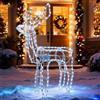 LEDYA Renna di Natale luminosa con testa animata, 216 LED bianco freddo, grande renna luminosa 89 cm, decorazione natalizia da interno/esterno con timer, alimentazione a rete per giardino o veranda